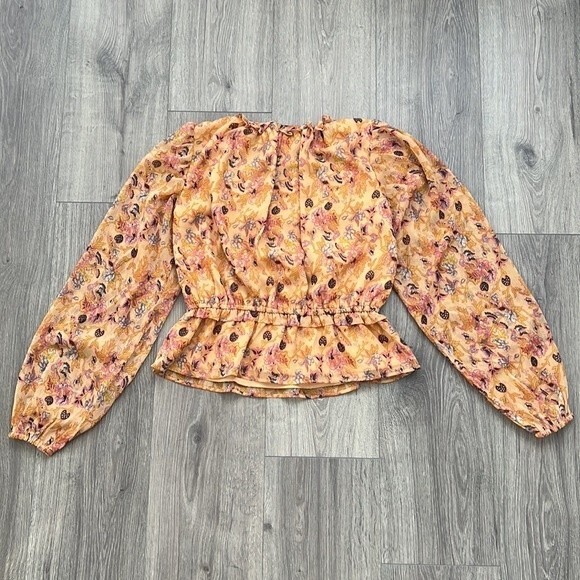 WALTER BAKER Myka Blouse Size Small Orange Floral Cottagecote Boho Coquette NWT - Picture 9 of 12